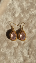Rose Quartz Drop Earrings in Vintage Gold